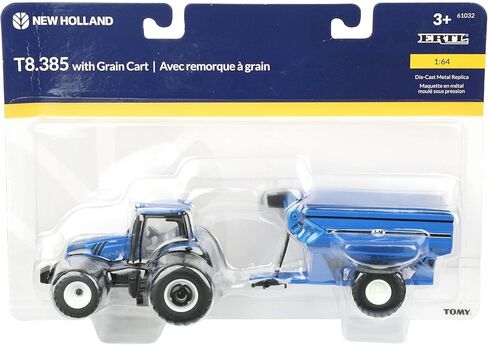 جرار ERTL 1/64 New Holland T8.385 مع عربة حبوب J&M زرقاء 61032 in Saudi Arabia
