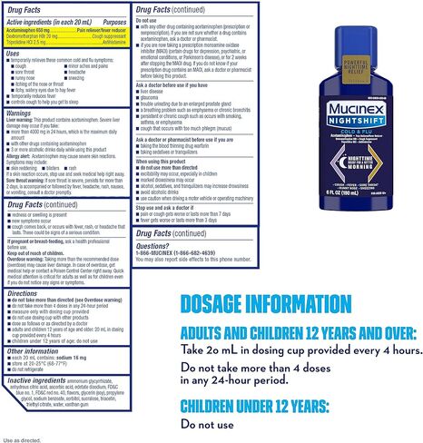 Mucinex القوة القصوى FastMax DM Max & Nightshift Cold & Flu Liquid (2 × 6 فلوريدا أوقية.) يخفف ويخفف المخاط، ويخفف السعال واحتقان الصدر، والألم، والحمى، والعطس، والتهاب الحلق، وسيلان الأنف in Kuwait