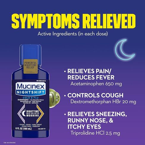 Mucinex القوة القصوى FastMax DM Max & Nightshift Cold & Flu Liquid (2 × 6 فلوريدا أوقية.) يخفف ويخفف المخاط، ويخفف السعال واحتقان الصدر، والألم، والحمى، والعطس، والتهاب الحلق، وسيلان الأنف in Kuwait