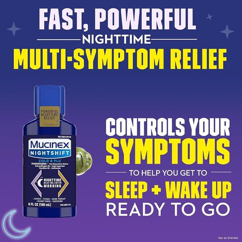 Mucinex القوة القصوى FastMax DM Max & Nightshift Cold & Flu Liquid (2 × 6 فلوريدا أوقية.) يخفف ويخفف المخاط، ويخفف السعال واحتقان الصدر، والألم، والحمى، والعطس، والتهاب الحلق، وسيلان الأنف in Kuwait
