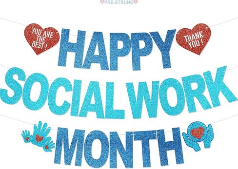 Happy Social Work Month Banner - NO DIY Social Work Month Decorations For Office Décor Social Worker Appreciation Gifts Glitter in Saudi Arabia