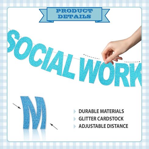 Happy Social Work Month Banner - NO DIY Social Work Month Decorations For Office Décor Social Worker Appreciation Gifts Glitter in Saudi Arabia