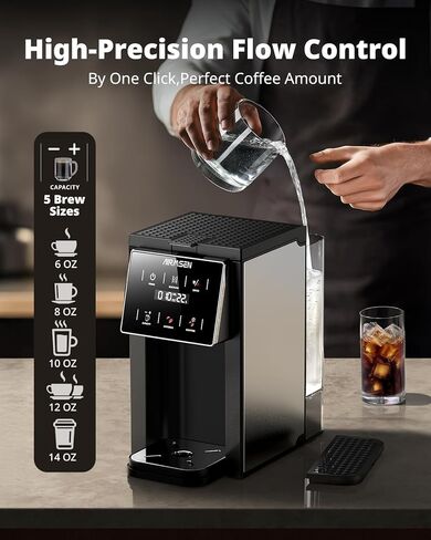 ماكينة صنع القهوة AIRMSEN Grind & Brew مع مطحنة مدمجة (موديل 2026) - خدمة فردية، متوافقة مع كبسولات K-Cup والأرض، ماكينة تحضير القهوة السريعة 1000 وات 6-14 أونصة، تنبيه إزالة الترسبات، شاشة لمس وخزان قابل للإزالة 50 أونصة in Kuwait