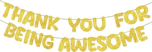 Fulmoon Pre Strung Thank You for Being Awesome Glitter Banner Funny Appreciation Banner for Employee Coworker Staff Teacher Graduation Retirement Thank Sign Party Decorations (Colorful) in Saudi Arabia