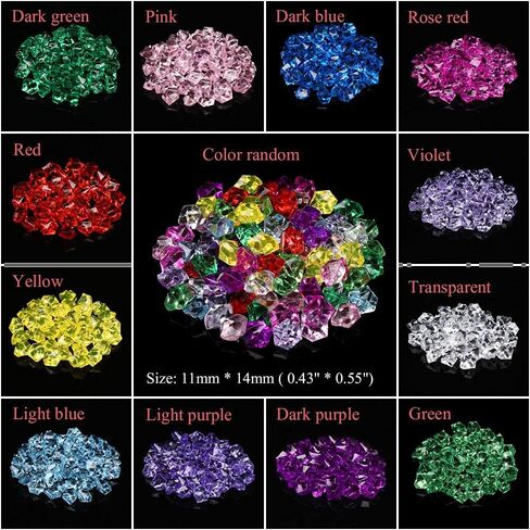 50Pcs/Bag Colorful Aquarium Acrylic Stones Crystal Ice Cubes Decor Vase Filler Pebble Fish Tank Ornament 1.4 * 1.1cm in Saudi Arabia