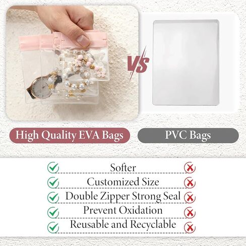 SHENLIU 80 Pcs EVA Anti Tarnish Jewelry Bags Storage, 4 Sizes Small Clear Jewelry Pouches Soft Plastic Zipper Bag Organizer for Gold Silver Necklace Ring Earring Chain Bracelet Watch in Saudi Arabia