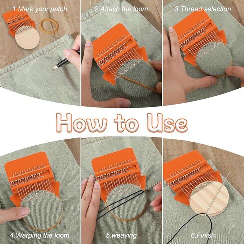 Speedweve Style Darning Loom، أداة آلة النول الصغيرة، 14 خطافًا للنسيج Speedweve و9 إبر حياكة الغزل، إصلاح النسيج اليدوي لإصلاح ملابس جوارب الجينز in Kuwait