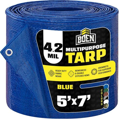 غلاف كبير للأغراض كبيرة القنب مقاوم للماء | الأزرق ، 10 '× 12' 5 ميل سميكة | RIP Proof Tarps | مادة نسج سميكة ، مقاومة للأشعة فوق البنفسجية كبيرة لخيمة مظلة القماش المشمع ، قارب ، عربة سكن متنقلة أو غطاء حمام السباحة in Saudi Arabia