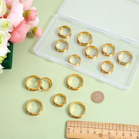 14 PCS Ring Blanks for Jewelry Making, Ring Making Kit, Grooved Rings Blanks Cores, US Size 6/7/8/9/10/11/12, 8mm Wide Round Empty Findings for DIY Jewelry Craft Supplies, Men Women in Kuwait