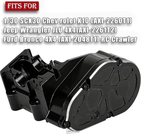 علبة تروس من الألومنيوم ترقيات جزء لـ 1/30 SCX30 Chev rolet K10/Jeep Wrangler JLU 4X4/F0rd Bronco 4X4، AXI-2260T1/AXI-2261T2/AXI-2048T1، غطاء صندوق ناقل الحركة، علبة تروس مثبتة على المحرك، أسود in Saudi Arabia