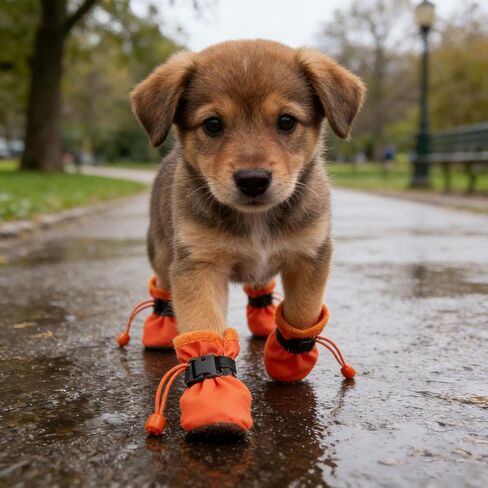Small Dog Shoes, Non-Slip Waterproof Pet Booties to Protect Puppy Paws, Suitable for Hot Pavement, Snow and Rain, 4-Pack Breathable Foot Covers for Four Season Use (Yellow, M) in Saudi Arabia