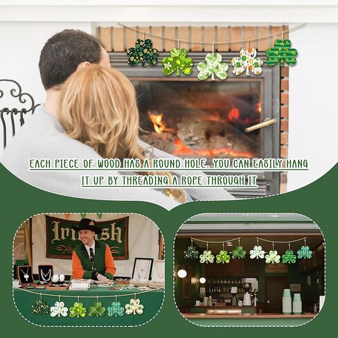 40 Pcs 3.5" Wooden Shamrock Ornaments to Paint, St. Patrick's Day Decoration Cutouts, DIY Unfinished Wood Discs for Crafts Hanging Decorations Wood Slices for Kids DIY Art Crafts Home Spring Decor in Kuwait