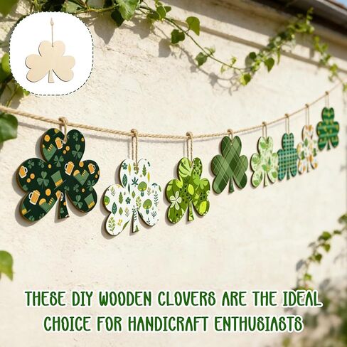 40 Pcs 3.5" Wooden Shamrock Ornaments to Paint, St. Patrick's Day Decoration Cutouts, DIY Unfinished Wood Discs for Crafts Hanging Decorations Wood Slices for Kids DIY Art Crafts Home Spring Decor in Kuwait