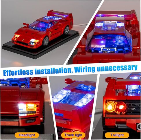 مجموعة إضاءة LED لاسلكية متوافقة مع مجموعة بناء سيارة Lego Speed ​​Champions Ferrari F40 Supercar، تزيين الأضواء لمجموعة بناء نموذج سيارة Lego 76934 - اللعبة غير متضمنة (S-76934) in Kuwait