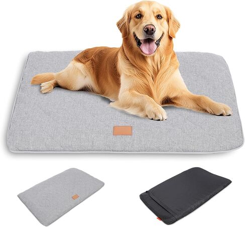 Dog Mat, Anti-Slip Dog Kennel Pad, Washable Dogs Crate Pad for Sleeping, Removable Breathable Large Dogs Crate Pads, Pets Orthopedic Crate Bed for Indoor Outdoor Use (Grey, XX-Large) in Saudi Arabia