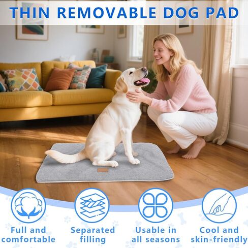 Dog Mat, Anti-Slip Dog Kennel Pad, Washable Dogs Crate Pad for Sleeping, Removable Breathable Large Dogs Crate Pads, Pets Orthopedic Crate Bed for Indoor Outdoor Use (Grey, XX-Large) in Saudi Arabia