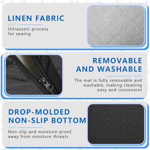 Dog Mat, Anti-Slip Dog Kennel Pad, Washable Dogs Crate Pad for Sleeping, Removable Breathable Large Dogs Crate Pads, Pets Orthopedic Crate Bed for Indoor Outdoor Use (Grey, XX-Large) in Saudi Arabia