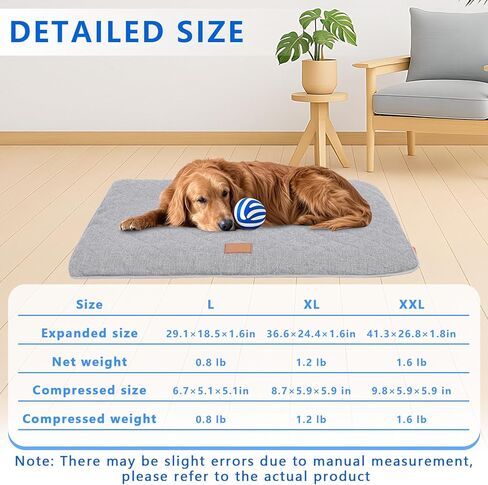 Dog Mat, Anti-Slip Dog Kennel Pad, Washable Dogs Crate Pad for Sleeping, Removable Breathable Large Dogs Crate Pads, Pets Orthopedic Crate Bed for Indoor Outdoor Use (Grey, XX-Large) in Saudi Arabia