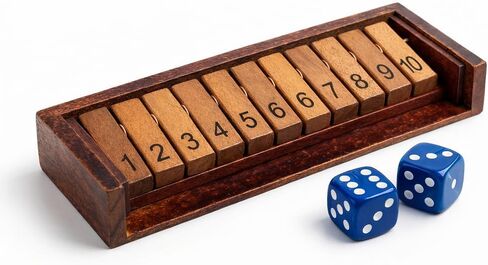 حزمة توسيع MoodLife Shut The Box، علبة أرقام خشبية مع 2 نرد، إضافة لاعب فردي لزيادة حجم المجموعة إلى 5، 6+، أداة تعلم الرياضيات المحمولة وملحقات الألعاب (عبوة واحدة) in Kuwait