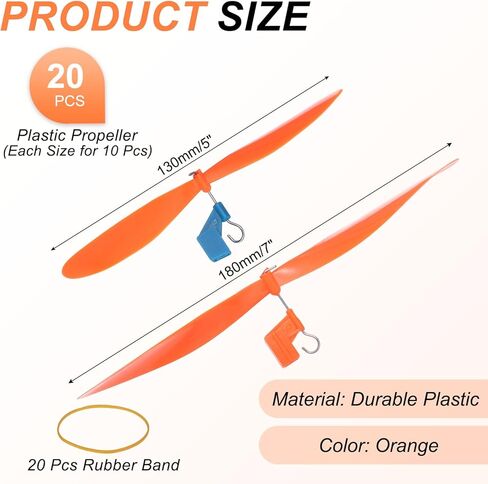 MECCANIXITY Plastic Propeller, Propeller Props Blade with Rubber Band Hooks Helicopter Kit 5/7" Fold Resistant for STEM Activities Powered Airplanes DIY Science(Orange, Pack of 10) in Saudi Arabia