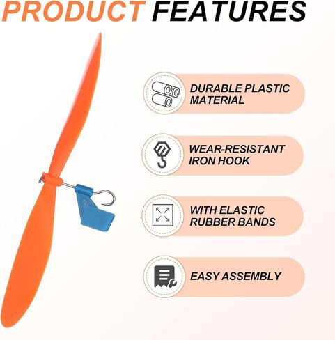 MECCANIXITY Plastic Propeller, Propeller Props Blade with Rubber Band Hooks Helicopter Kit 5/7" Fold Resistant for STEM Activities Powered Airplanes DIY Science(Orange, Pack of 10) in Saudi Arabia