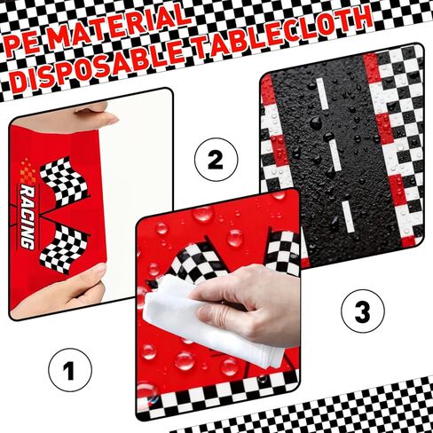Oigco 4 Pcs Racing Car Plastic Tablecloth, Race Car Birthday Party Decorations Racetrack Rectangular Tablecloth, Race Car Table Cover for One Two Fast Birthday Decorations, 54 x 108 Inch in Saudi Arabia