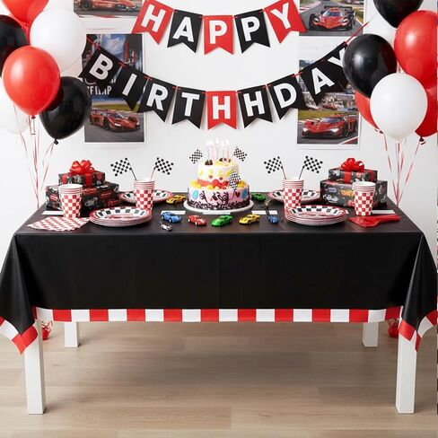 Oigco 4 Pcs Racing Car Plastic Tablecloth, Race Car Birthday Party Decorations Racetrack Rectangular Tablecloth, Race Car Table Cover for One Two Fast Birthday Decorations, 54 x 108 Inch in Saudi Arabia