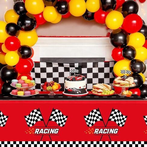 Oigco 4 Pcs Racing Car Plastic Tablecloth, Race Car Birthday Party Decorations Racetrack Rectangular Tablecloth, Race Car Table Cover for One Two Fast Birthday Decorations, 54 x 108 Inch in Saudi Arabia