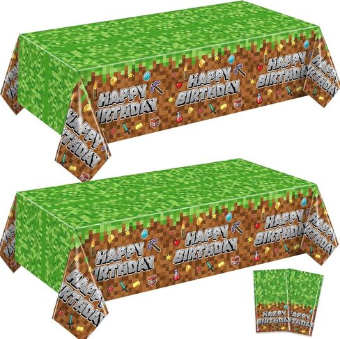 مفرش طاولة ديكورات حفلات أعياد الميلاد بكسل، مقاس كبير 108 بوصة × 54 بوصة غطاء طاولة عيد ميلاد ذو طابع لعبة مشهورة لمحبي الكبار، لوازم حفلات بكسل مفرش طاولة للمنزل in Kuwait
