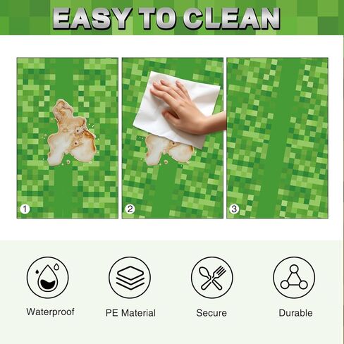 مفرش طاولة ديكورات حفلات أعياد الميلاد بكسل، مقاس كبير 108 بوصة × 54 بوصة غطاء طاولة عيد ميلاد ذو طابع لعبة مشهورة لمحبي الكبار، لوازم حفلات بكسل مفرش طاولة للمنزل in Kuwait