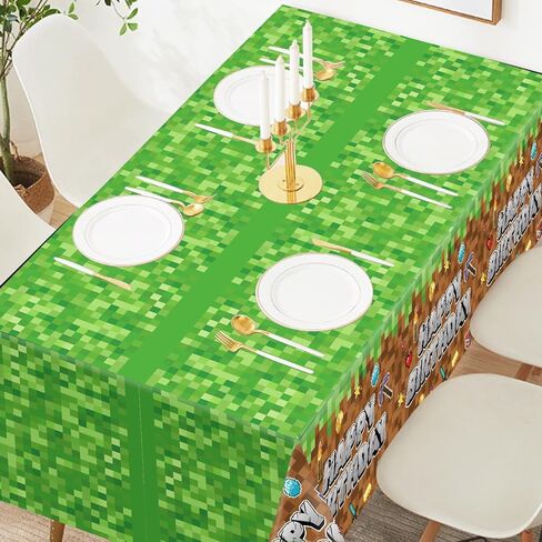 مفرش طاولة ديكورات حفلات أعياد الميلاد بكسل، مقاس كبير 108 بوصة × 54 بوصة غطاء طاولة عيد ميلاد ذو طابع لعبة مشهورة لمحبي الكبار، لوازم حفلات بكسل مفرش طاولة للمنزل in Kuwait