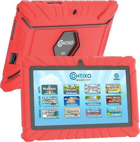 Contixo V8-4 7" Kids Tablet, 2GB RAM, 16GB Storage, Android 11 GO, Ultimate Learning Tablet for Children with Teacher’s Approved Apps, Kid Proof Protection Case,Pink in Saudi Arabia