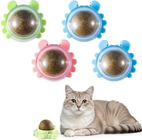 Catnip Ball - 4Packs - Catnip Balls for Cats Wall - Cat Nip Ball- Cat Nips Organic Balls - Magic Lickable for Cat Teeth Cleaning, Play in Kuwait