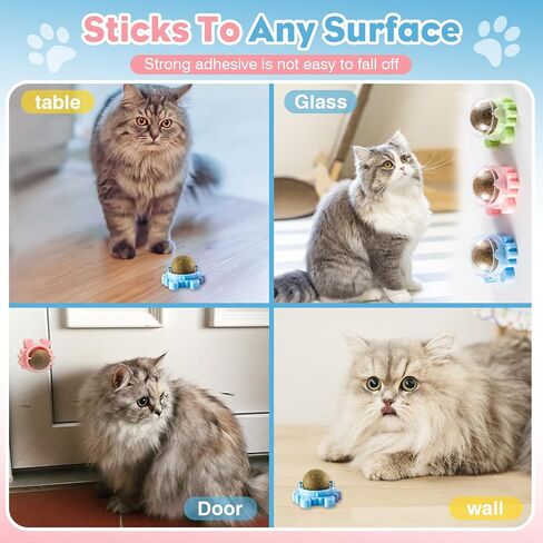Catnip Ball - 4Packs - Catnip Balls for Cats Wall - Cat Nip Ball- Cat Nips Organic Balls - Magic Lickable for Cat Teeth Cleaning, Play in Kuwait