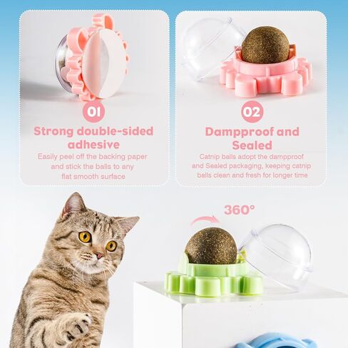 Catnip Ball - 4Packs - Catnip Balls for Cats Wall - Cat Nip Ball- Cat Nips Organic Balls - Magic Lickable for Cat Teeth Cleaning, Play in Kuwait