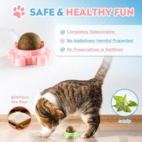 Catnip Ball - 4Packs - Catnip Balls for Cats Wall - Cat Nip Ball- Cat Nips Organic Balls - Magic Lickable for Cat Teeth Cleaning, Play in Kuwait