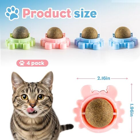 Catnip Ball - 4Packs - Catnip Balls for Cats Wall - Cat Nip Ball- Cat Nips Organic Balls - Magic Lickable for Cat Teeth Cleaning, Play in Kuwait
