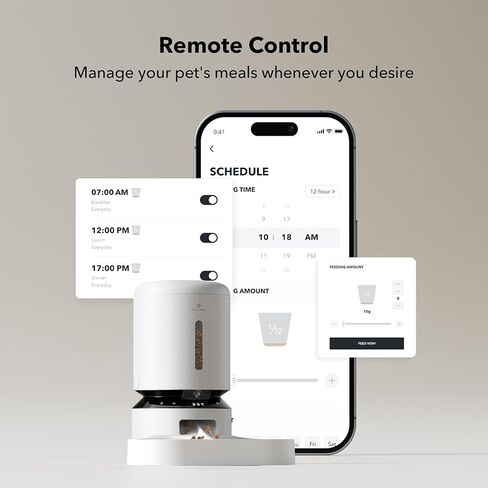 Bundle of PETLIBRO Automatic Cat Feeder with Camera for 2 Cats (Dual Tray, White) and 6 Packs Pet Food Desiccant Bag in Kuwait