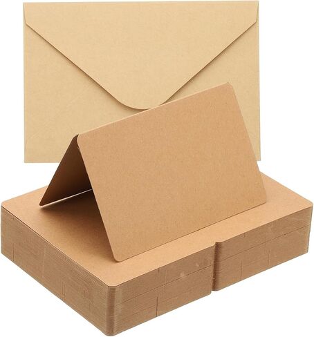 PATIKIL Blank Cards and Envelopes 4x6, 100 Set Half Fold Blank Note Cards and Envelopes Folded Cardstock Greeting Card for Invitations Wedding DIY Birthday, Brown in Saudi Arabia
