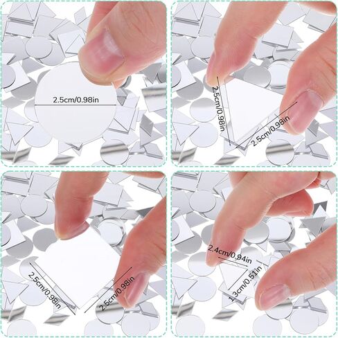 120 Pcs Small Mirrors for Crafts, 4 Shapes Mirror Mosaic Tile, Adhesive Mini Mirror Bulk for DIY Crafts Home Wall Art Disco Balls Craft (1 Inch) in Saudi Arabia