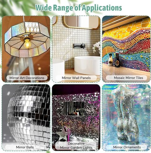 120 Pcs Small Mirrors for Crafts, 4 Shapes Mirror Mosaic Tile, Adhesive Mini Mirror Bulk for DIY Crafts Home Wall Art Disco Balls Craft (1 Inch) in Saudi Arabia