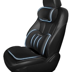 GEEYONTEK Car Seat Cushion with Neck Pillow & Lumbar Support Back Pain Relief Pillow Memory Foam, Ergonomic Car Pillow for Driving Seat Office Chair-3 Pcs, Black