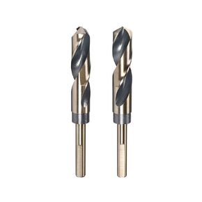uxcell Reduced Shank Drill Bit Set, 18.5mm 19mm Titanium Nitride Coated High Speed Steel 4341 Tri-Flat Shank Drilling Tool for Stainless Steel Alloy Copper, 2pcs