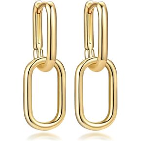Hothink Gold Hoop Earrings Gold Dangle Earrings for Women 14K Gold Earrings Link Earrings for Women Girls
