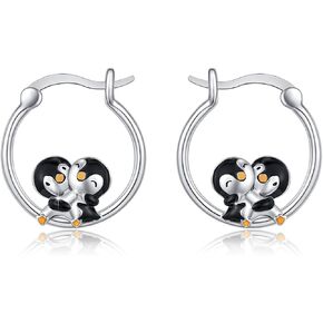 TRISHULA Penguin Earrings Graduation Gift 925 Sterling Silver Penguin Hoop Earrings Ocean Animal Earrings Penguin Jewelry Gifts for Mothers Day Gift for Women in Kuwait