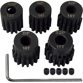 Metal Steel 32P Pinion Gear Sets 13T 14T 15T 16T 17T with Hex Key for 5mm Shaft RC Brushless Brush Motor RC Car Upgrade Part