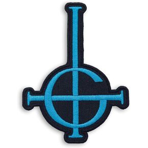 Ghost Band Grucifix Blue Cross Symbol Patch Rock Heavy Metal Emblem Embroidered Patch Iron On, 3.5 x 4.9 inches