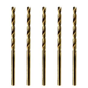 MAXTOOL No.60 5pcs Identical Jobber Length Drills Dia 0.040" HSS M35 Cobalt Twist Drill Bits Wire Gauge Numbered Golden Straight Drills; JBN35G10R60P5