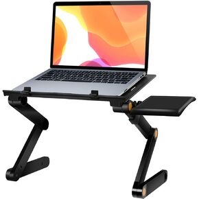 Uten Laptop Stand, Adjustable Computer Stand for Laptop with Mouse Pad, Ergonomic Laptop Stand for Bed Compatible with MacBook Pro Stand, Foldable Laptop Holder with 2 CPU Fans