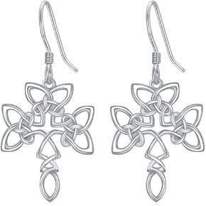 Earship Sterling Silver Celtic Knot Earrings for Women Lucky Irish Dangle Drop Earrings for Girl Teen Daughter Sister Friend Anniversary Mother's Day Birthday Graduation Gifts